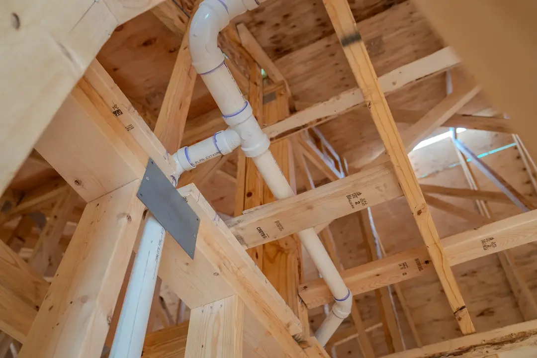 Rough-in pipe in ceiling