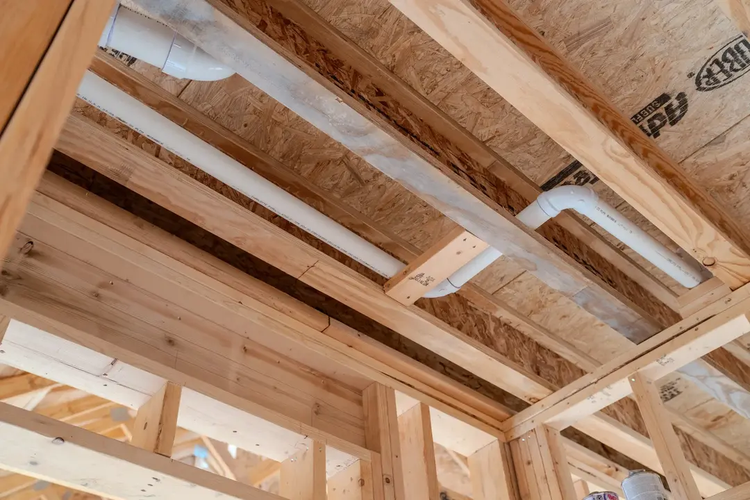 Rough-in pipe in ceiling